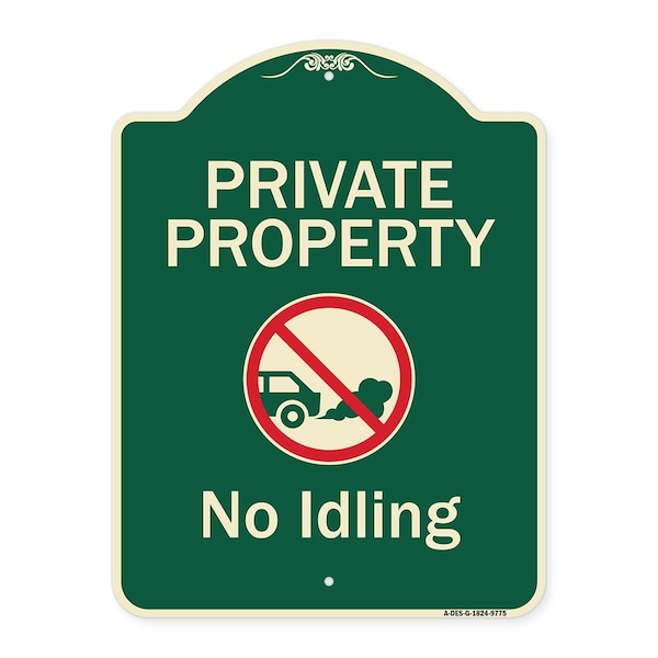 Designer Series-Private Property No Idling With Graphic, 24" H, G-1824-9775